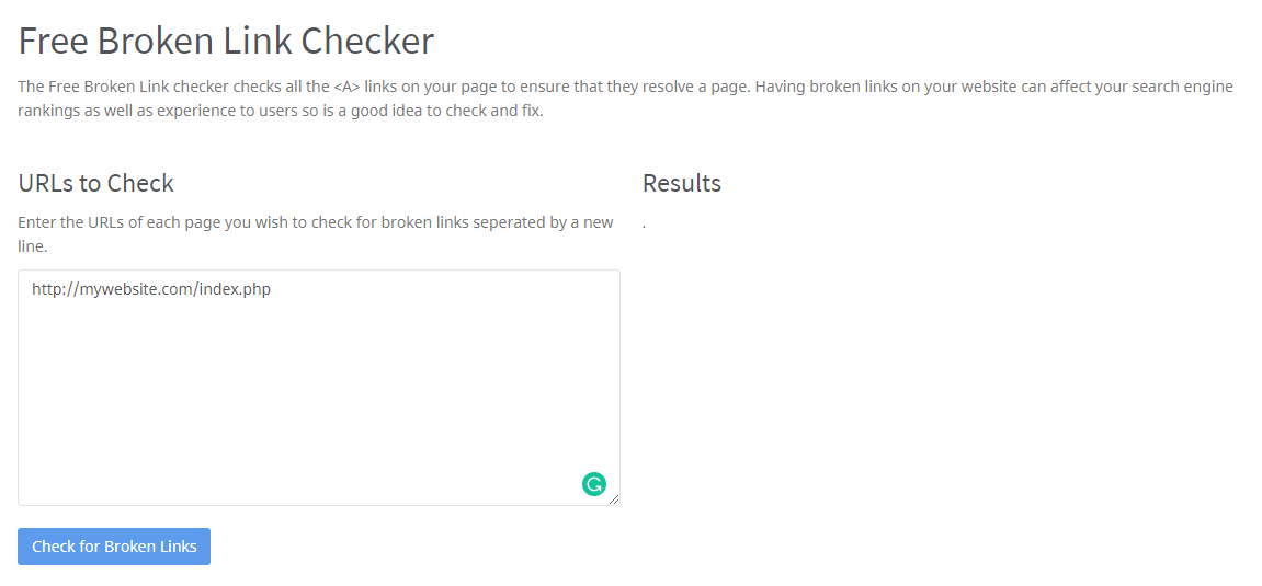 Strumento Broken Link Checker